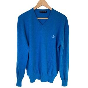 Clubhouse Collection Masters Blue Cashmere V-Neck Sweater Mens Medium Scotland